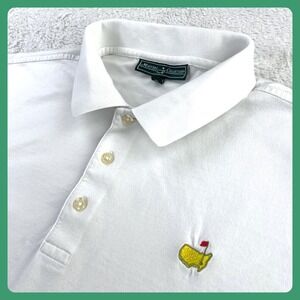 Masters Collection Polo Shirt Men's XL White‎ Short Sleeve Augusta Golf Map Logo